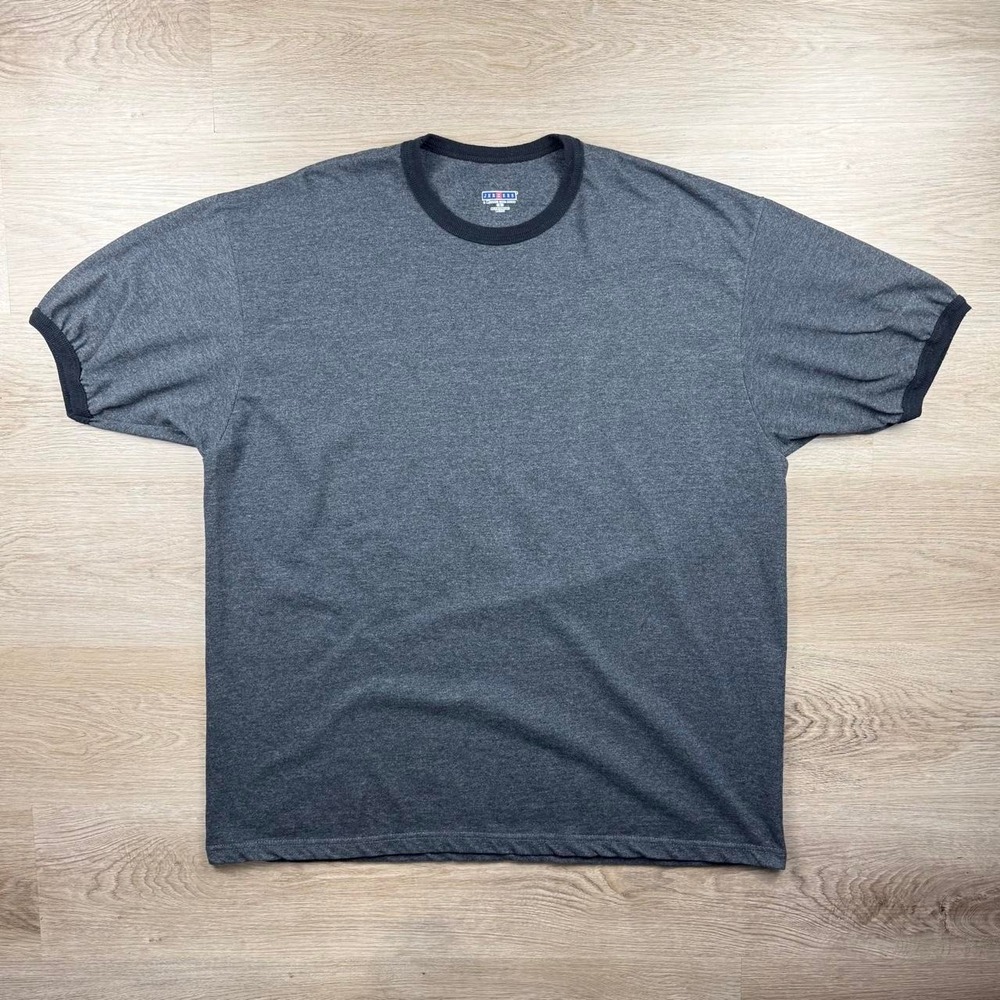 Vintage Y2K Jerzees Blank Heather Charcoal Gray Ringer T-Shirt Size XL Boxy